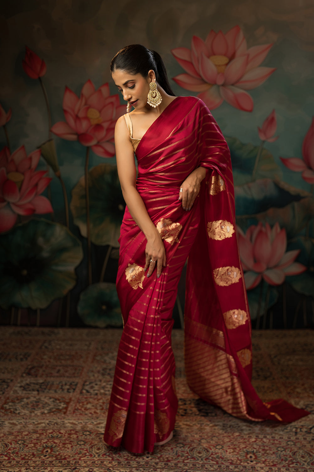 Cherry Pink Handwoven Pure Silk Saree