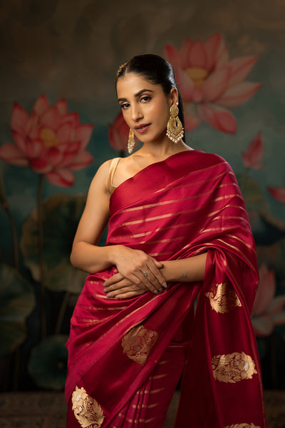 Cherry Pink Handwoven Pure Silk Saree