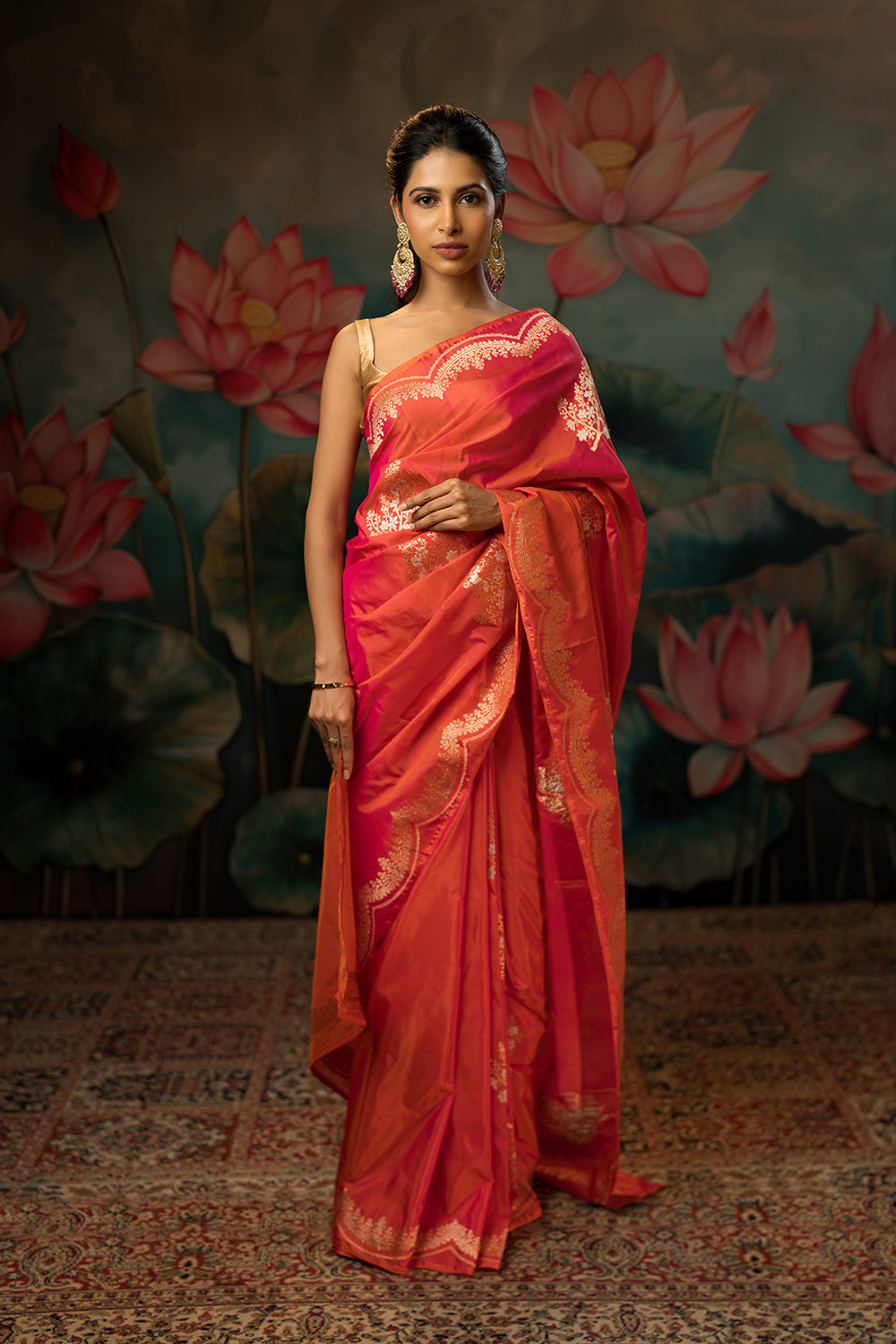 Shot Pink Handwoven Pure Silk Saree