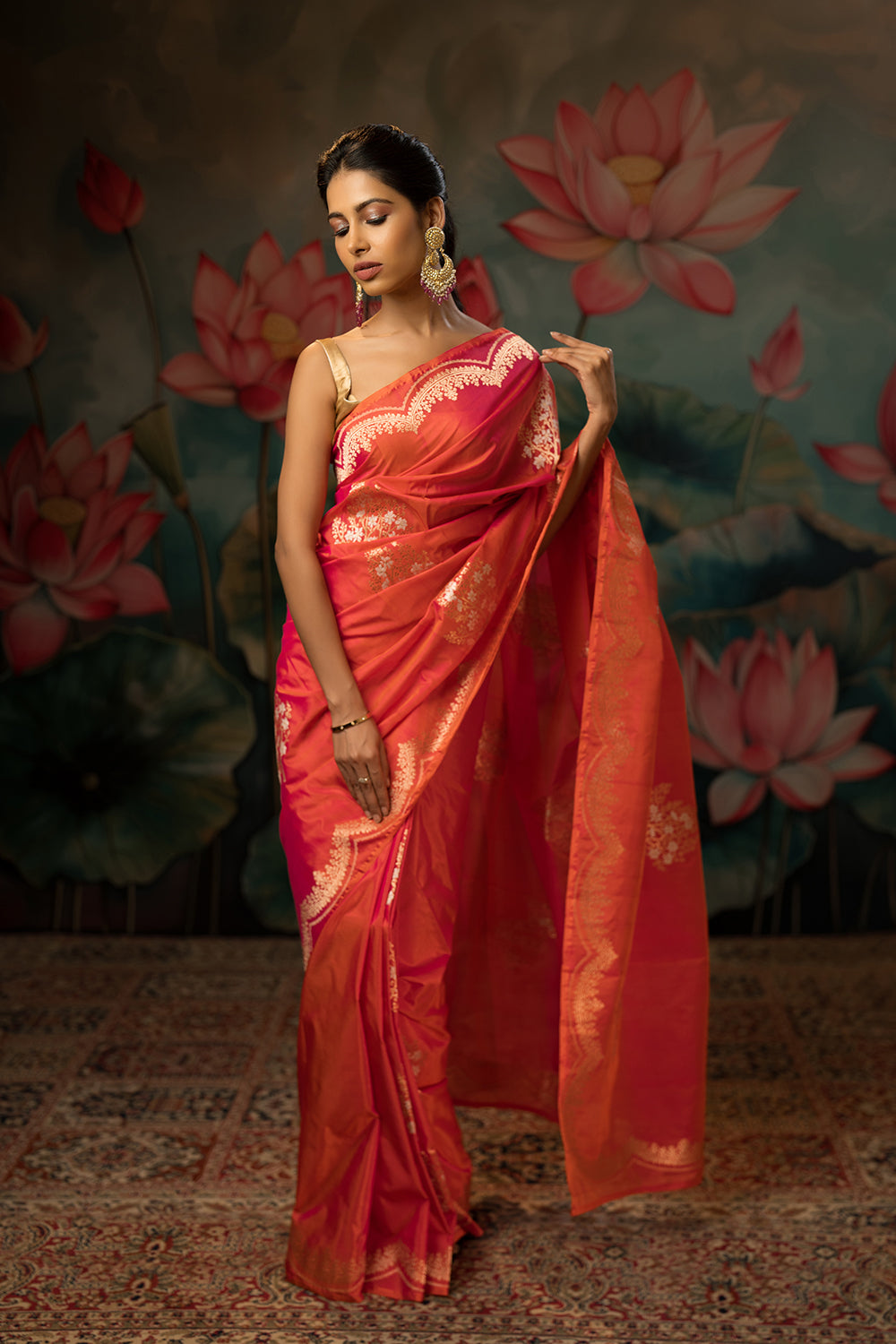Shot Pink Handwoven Pure Silk Saree