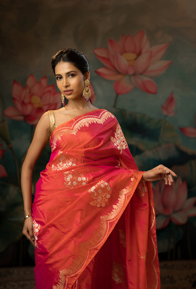 Shot Pink Handwoven Pure Silk Saree