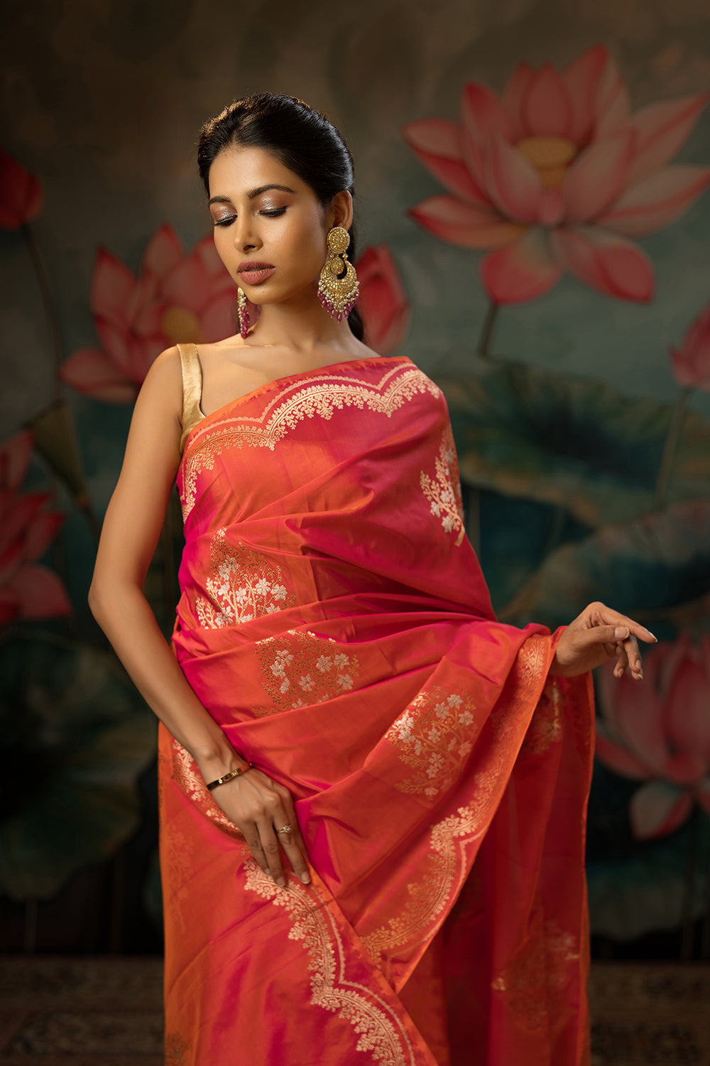Shot Pink Handwoven Pure Silk Saree