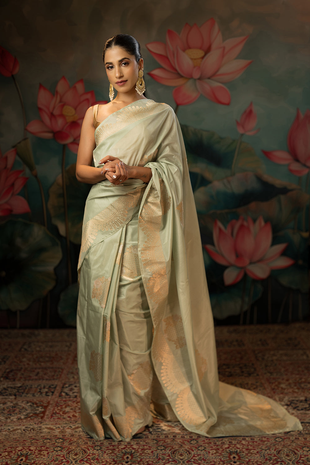 Aqua blue Handwoven Pure Silk Saree