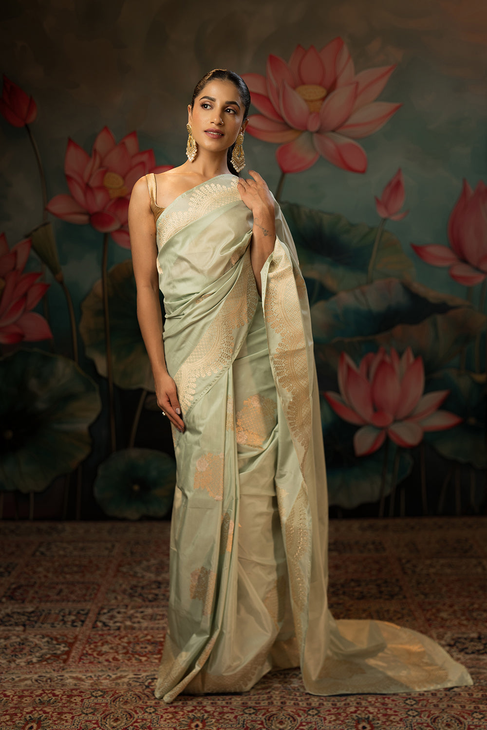 Aqua blue Handwoven Pure Silk Saree