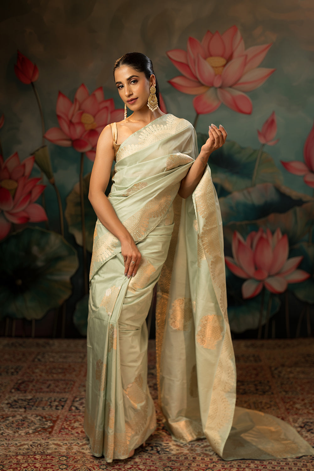 Aqua blue Handwoven Pure Silk Saree
