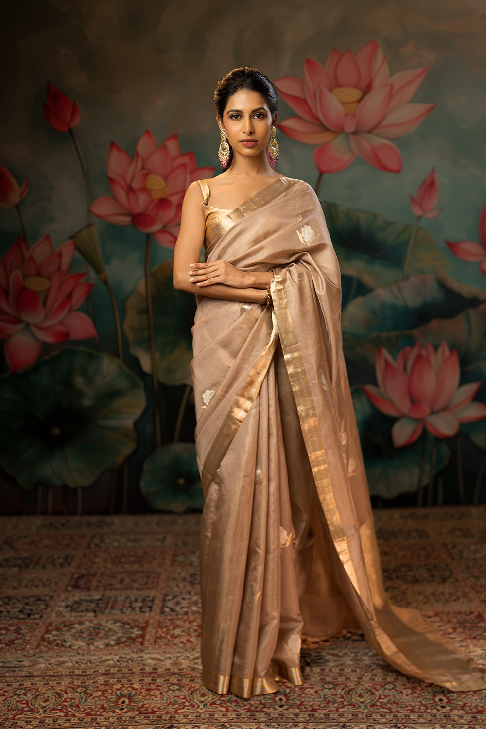 Dusty Lavender Handwoven Pure Tissue Chanderi Saree