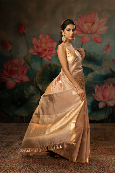 Dusty Lavender Handwoven Pure Tissue Chanderi Saree