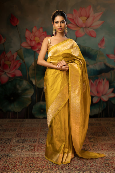 Lime Yellow Handwoven Pure Silk Saree