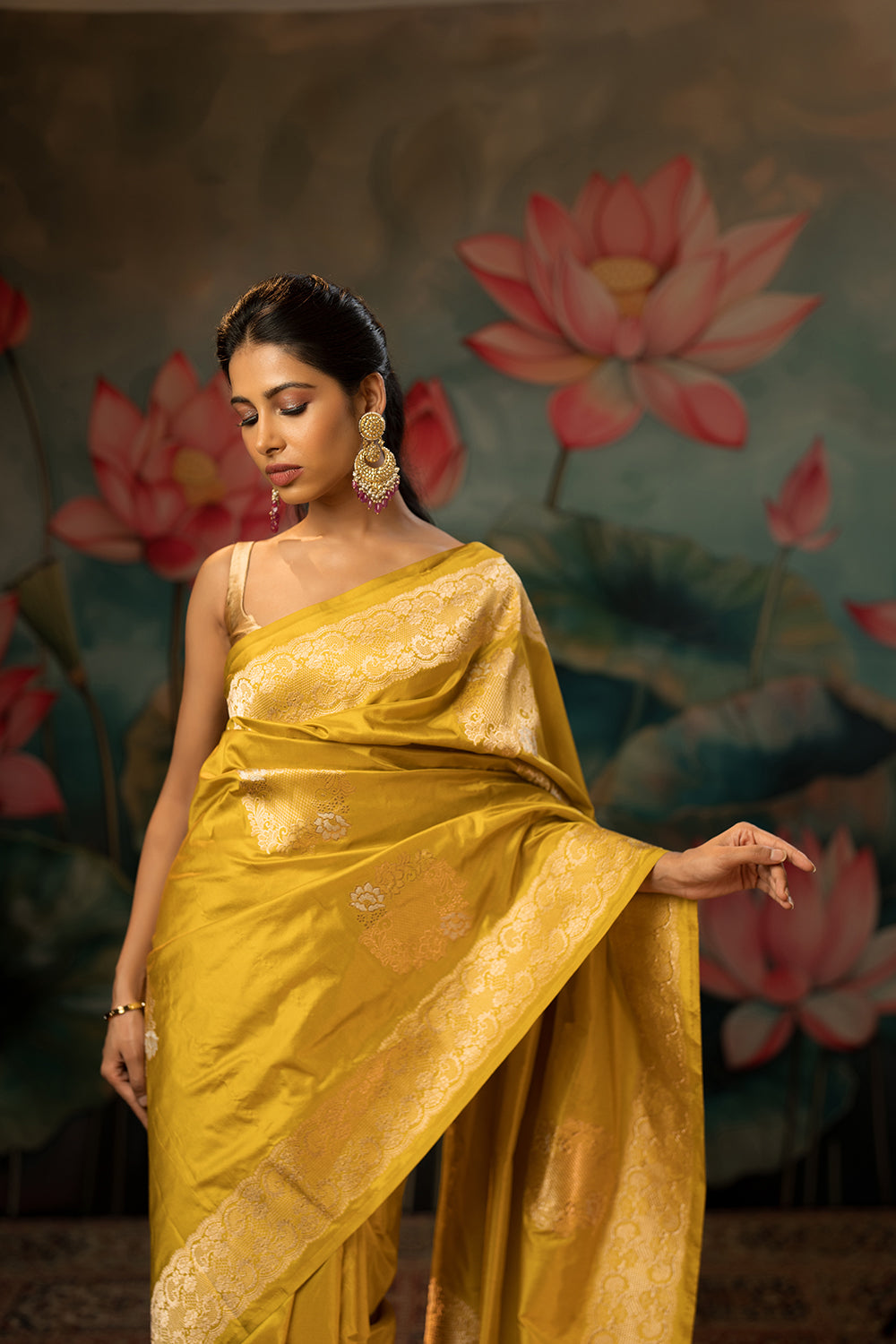 Lime Yellow Handwoven Pure Silk Saree