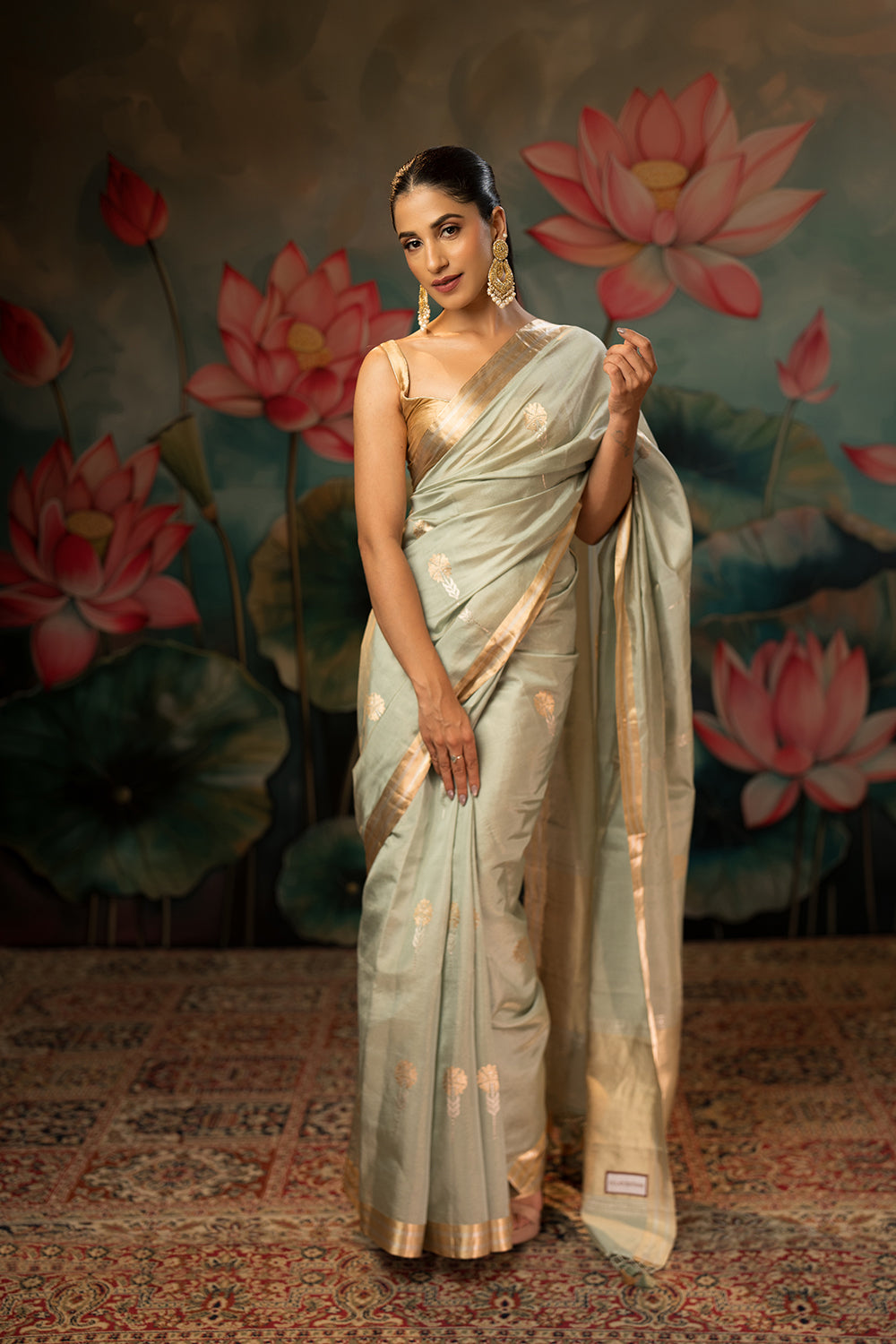 Tiffany Blue Handwoven Pure Tissue Chanderi Saree