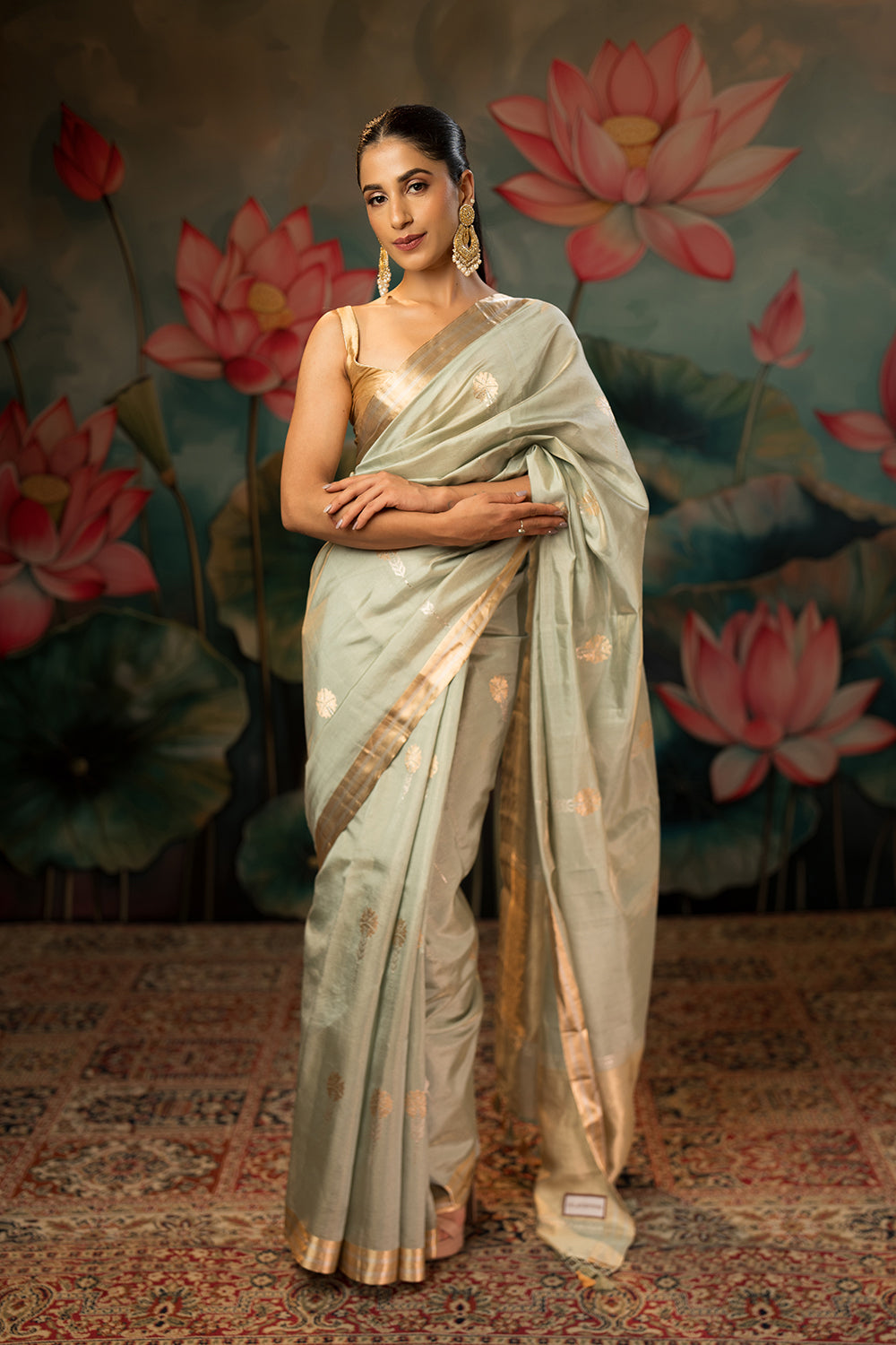 Tiffany Blue Handwoven Pure Tissue Chanderi Saree