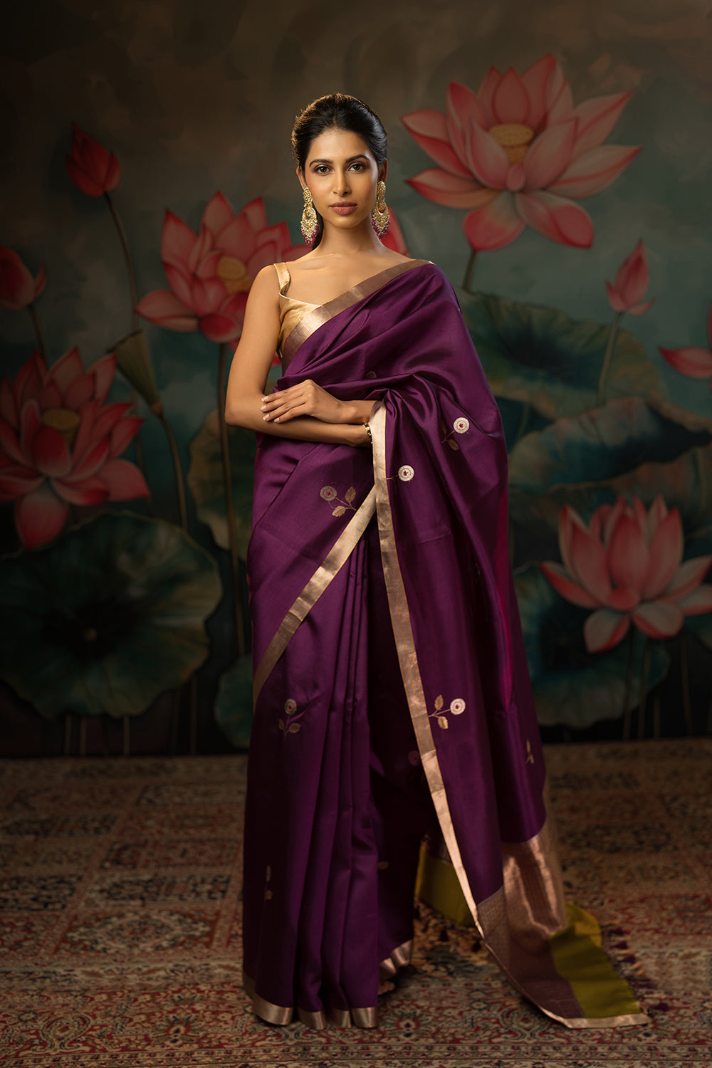 Purple Handwoven Pure Silk Saree