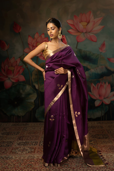 Purple Handwoven Pure Silk Saree
