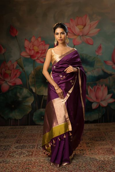 Purple Handwoven Pure Silk Saree