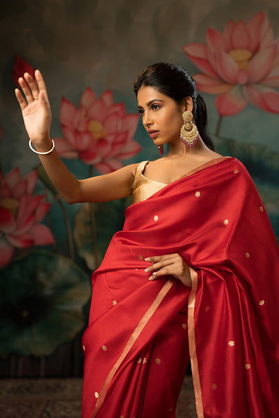 Blood Red Handwoven Pure Silk Saree