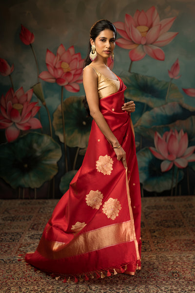 Blood Red Handwoven Pure Silk Saree