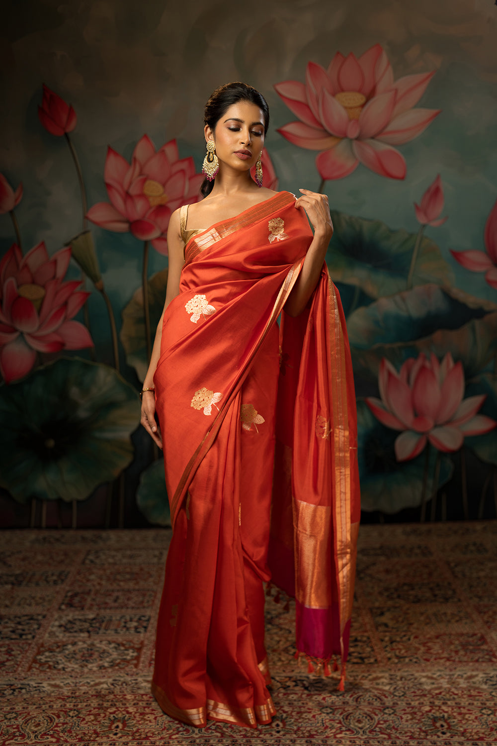 Candy Orange Handwoven Pure Silk Saree