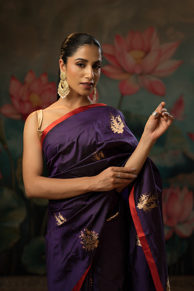 Purple Handwoven Pure Silk Saree