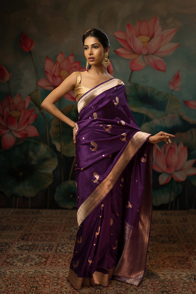 Royal Purple Handwoven Pure Silk Saree