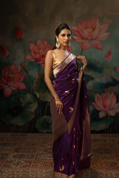 Royal Purple Handwoven Pure Silk Saree