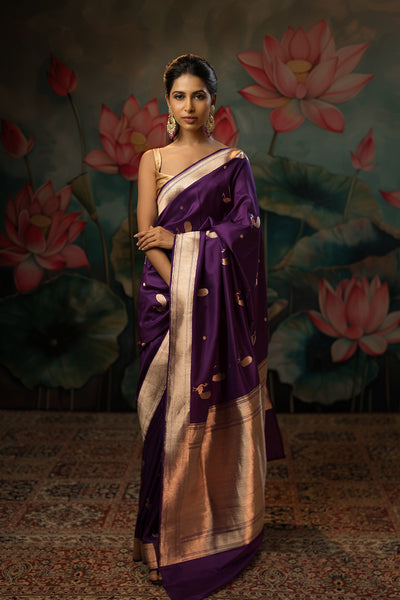 Royal Purple Handwoven Pure Silk Saree
