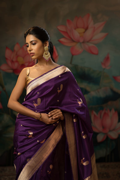 Royal Purple Handwoven Pure Silk Saree