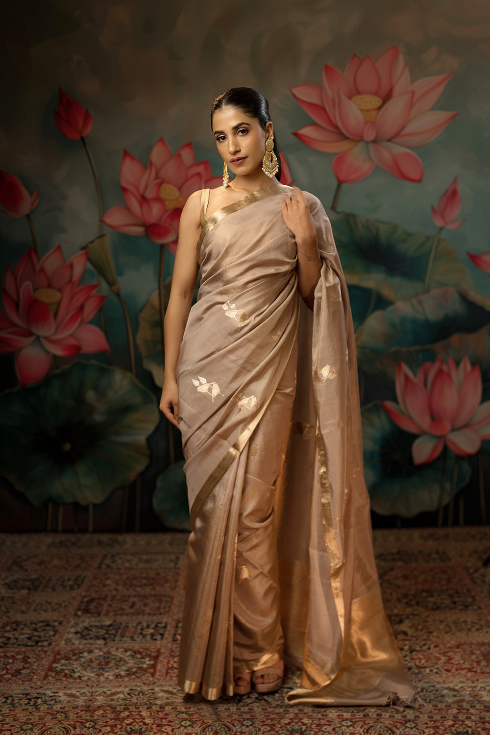 Dusty Lavender Pure Tissue Chanderi Saree