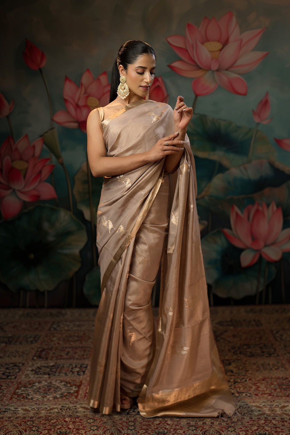 Dusty Lavender Pure Tissue Chanderi Saree