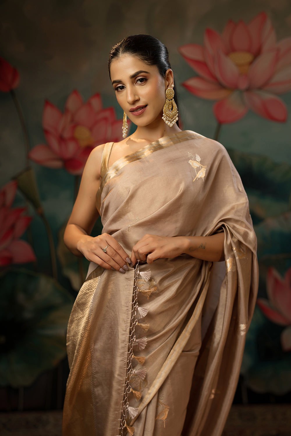 Dusty Lavender Pure Tissue Chanderi Saree