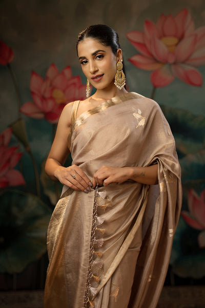 Dusty Lavender Pure Tissue Chanderi Saree
