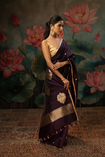 Purple Handwoven Pure Silk Saree