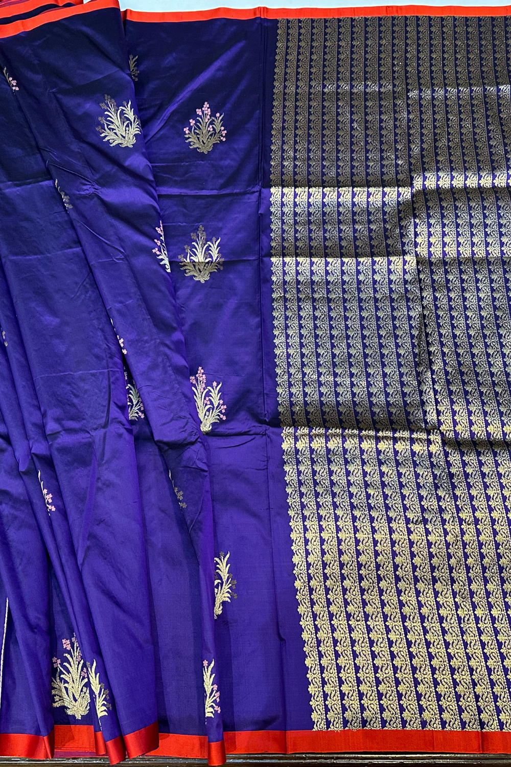 Handwoven indigo purple pure silk saree