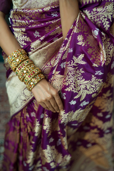 Handwoven vintage revival purple adda silk saree