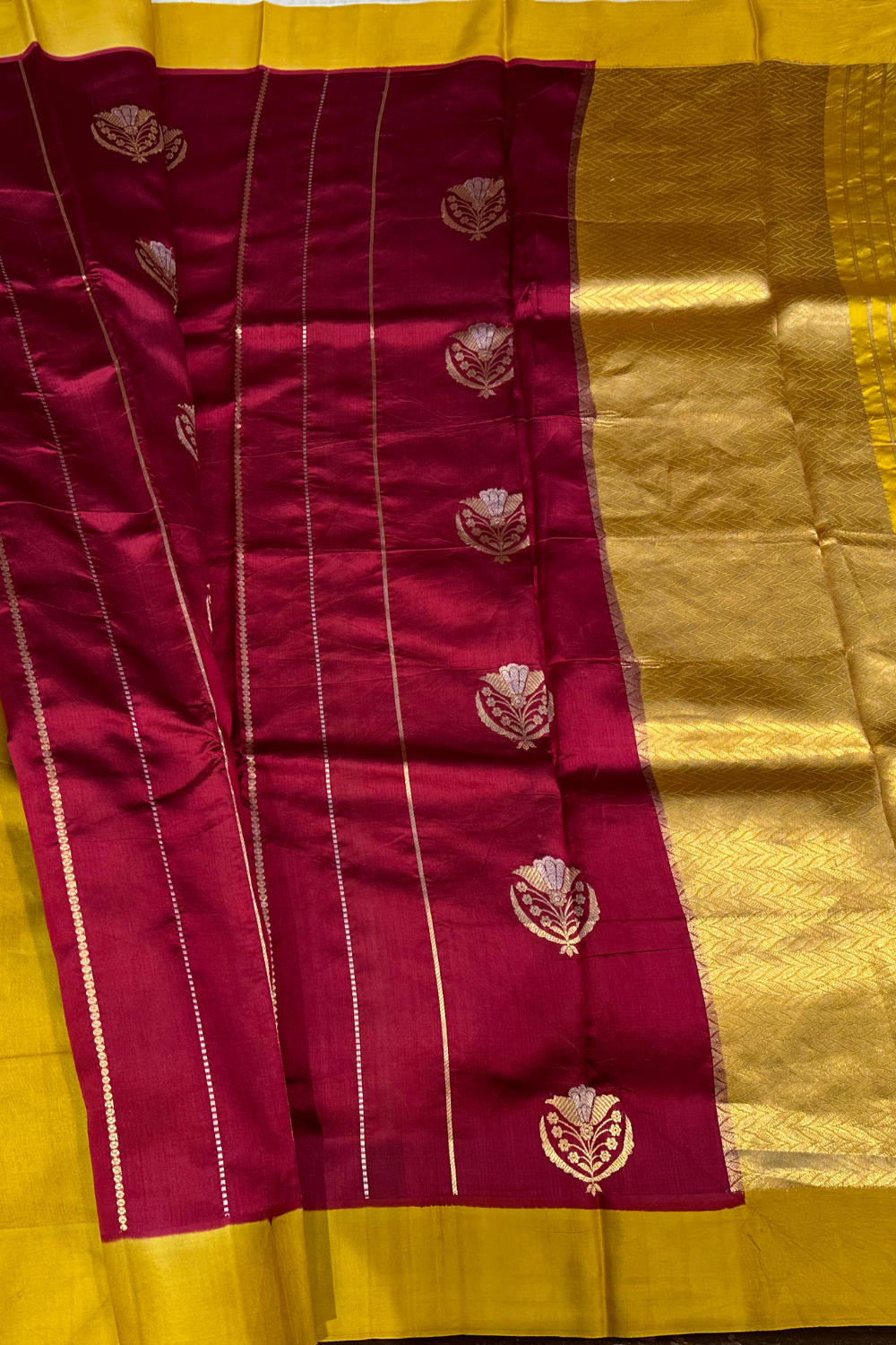 Handwoven maroon pure silk saree