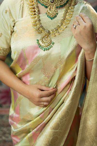 Handwoven single edition multicolour pastel rangkat saree