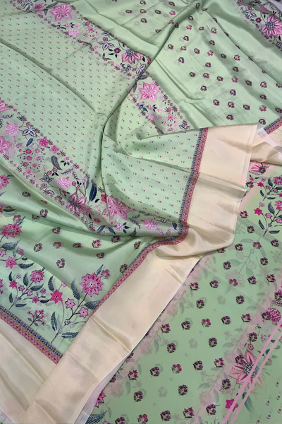 Digital print mint crepe suit set