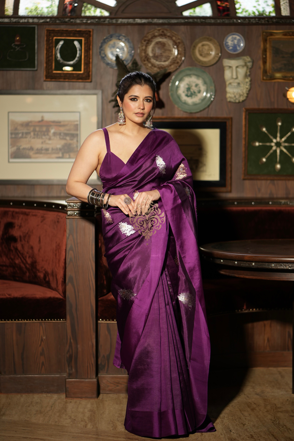 NATASHA LUTHRA IN OUR HANDWOVEN PURPLE SILK SAREE