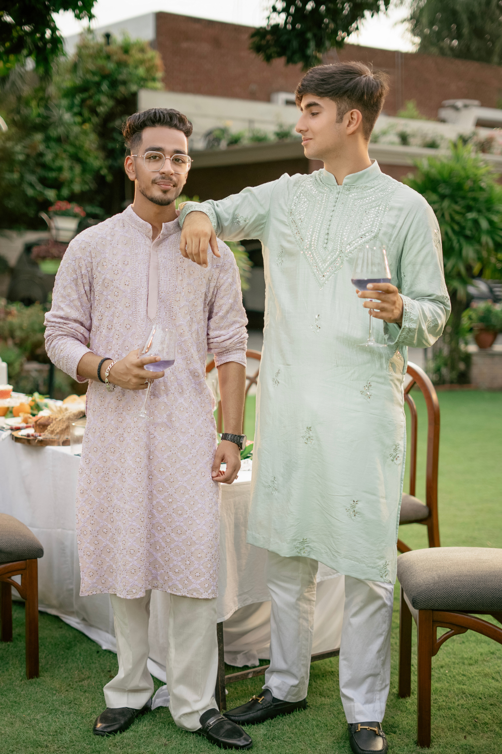 Pre-order: Hand embroidered 'acqua' mens kurta set