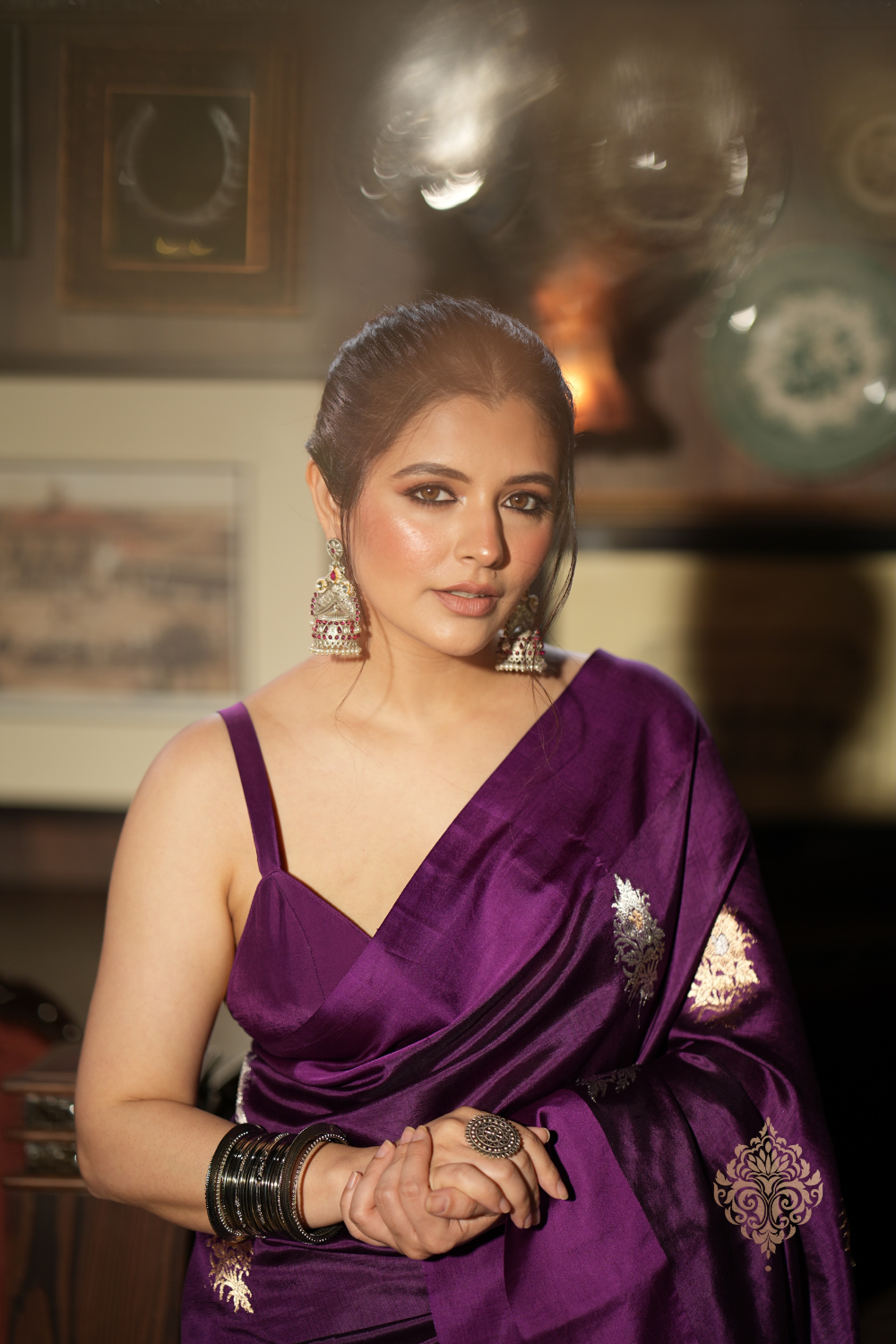 NATASHA LUTHRA IN OUR HANDWOVEN PURPLE SILK SAREE