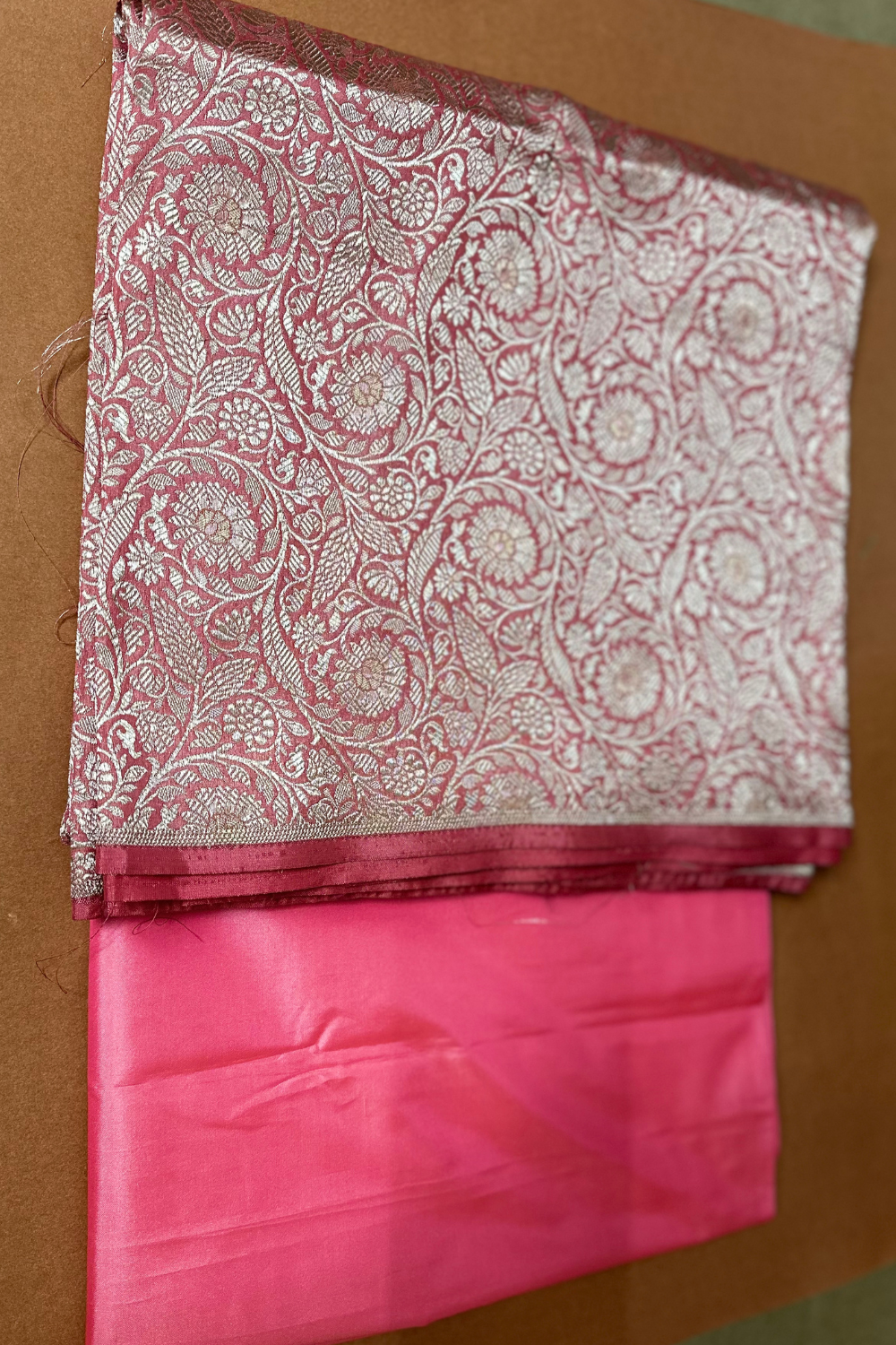 Handwoven coral pink 2 pc thaan set