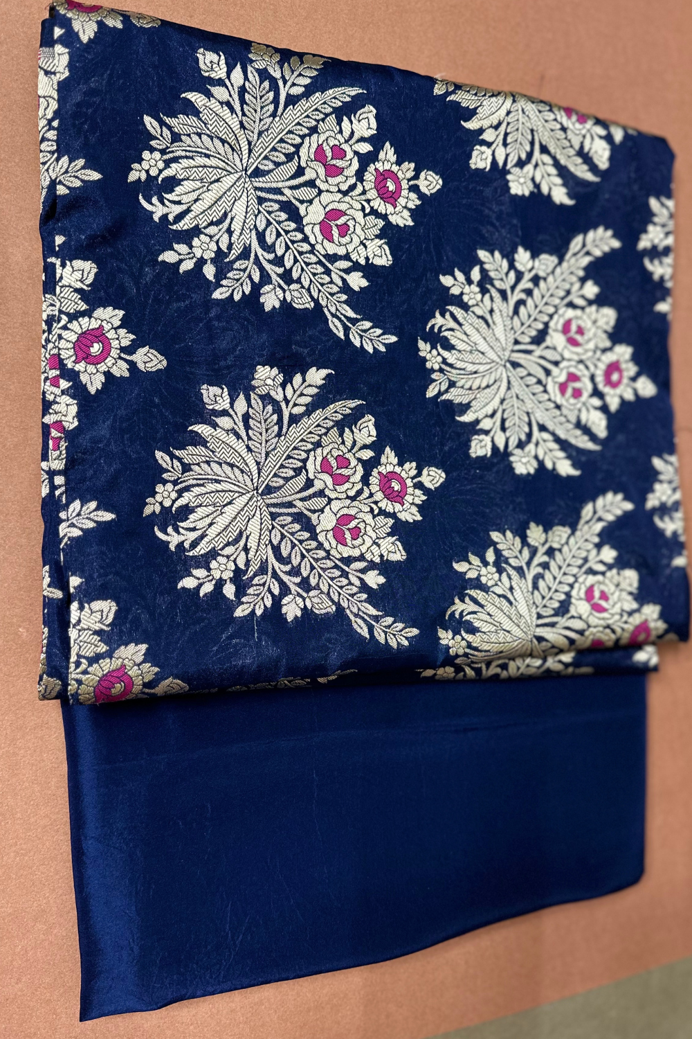 Handwoven navy blue 2 pc thaan set