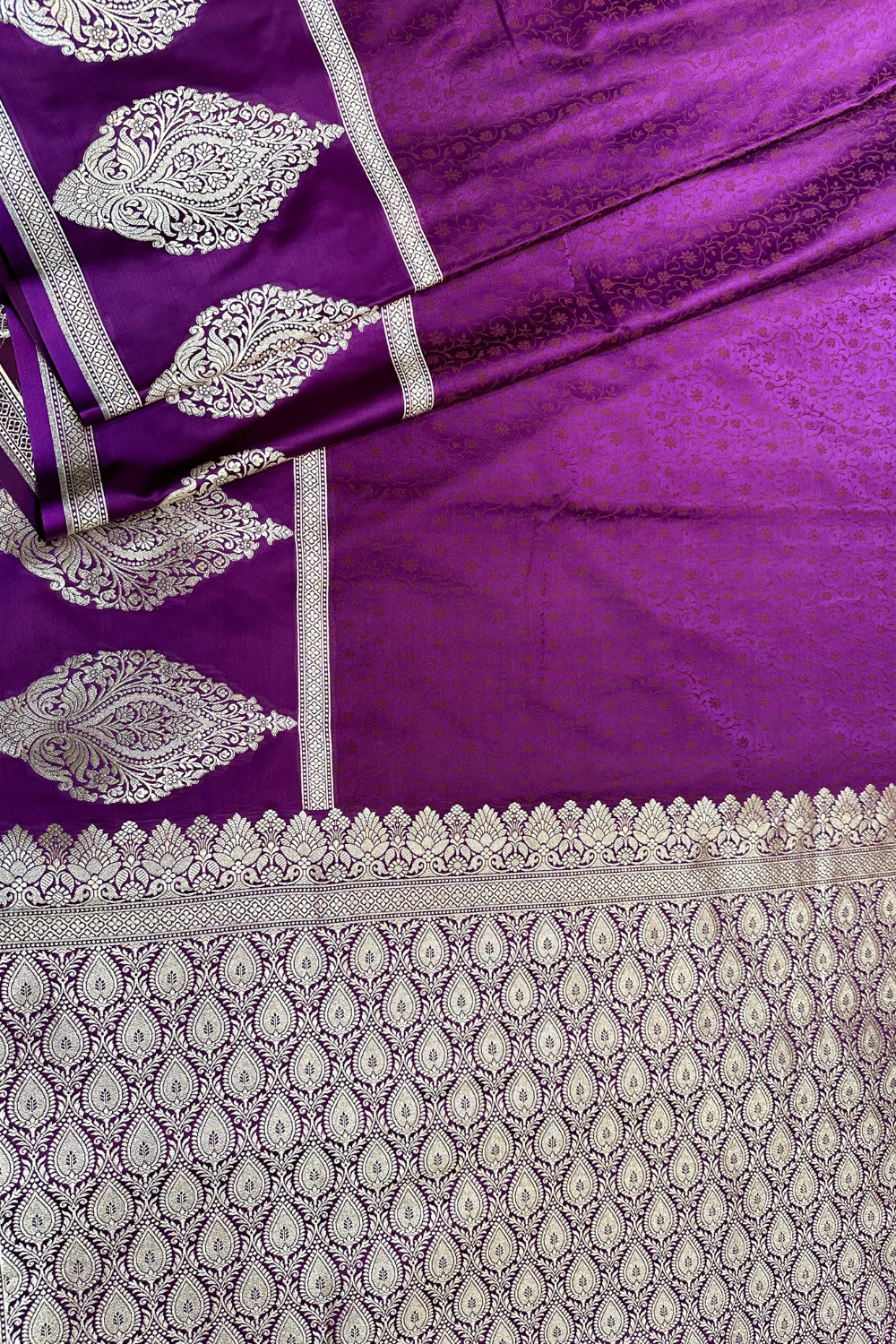 Woven purple tanchoi satin saree