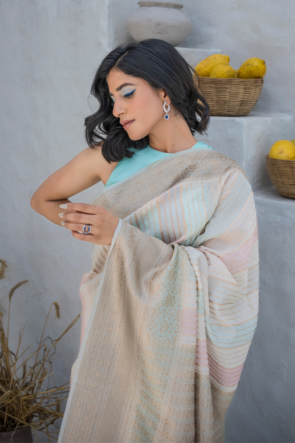 Handwoven 'banda' cotton saree