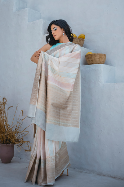 Handwoven 'banda' cotton saree