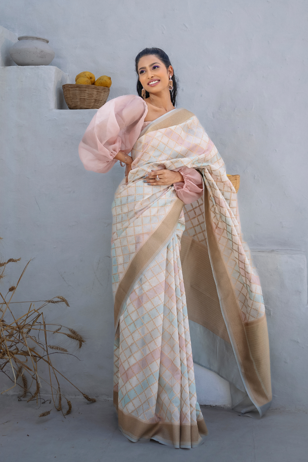 Handwoven 'scatola' cotton saree