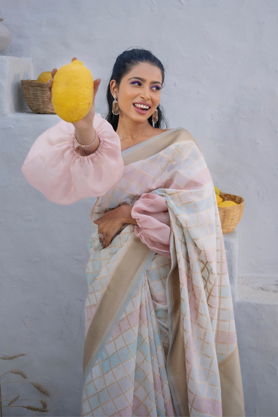 Handwoven 'scatola' cotton saree