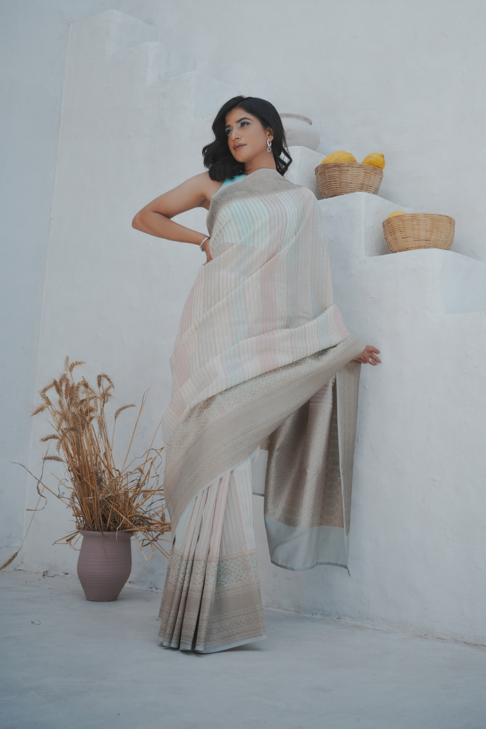 Handwoven 'banda' cotton saree