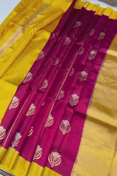 Handwoven maroon pure silk saree