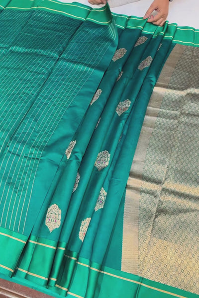 Handwoven green pure silk saree