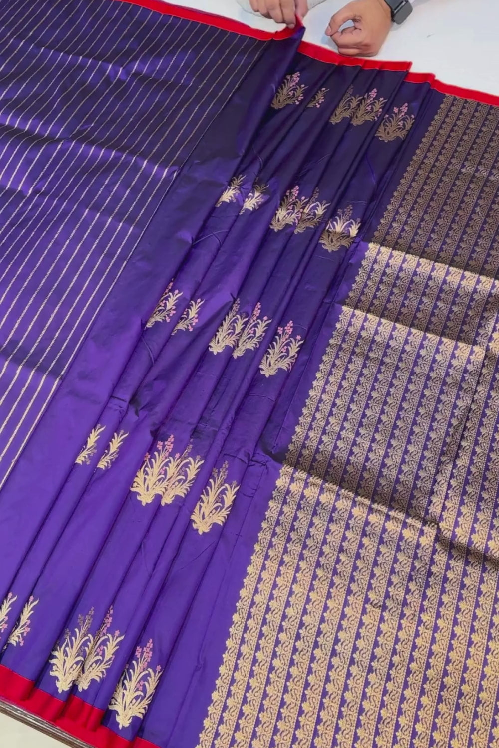 Handwoven indigo purple pure silk saree